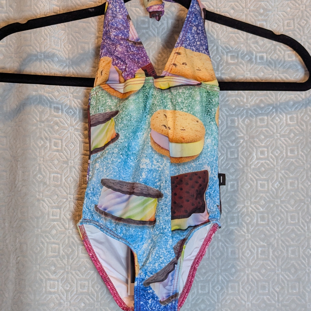 Terez One-piece Halter Swimsuit with Ice Cream Sandwich Print Girls Size 2